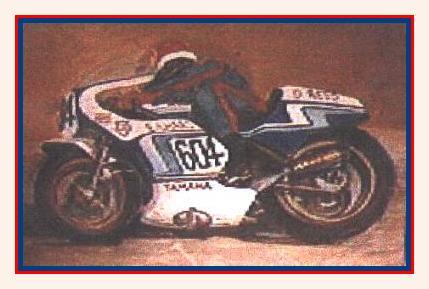 Painting of the original motorcycle I raced at Riverside Raceway in 1979
